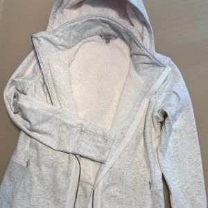 Athleta Lt Grey Cotton/Fleece Zip-Up Hoodie Size L